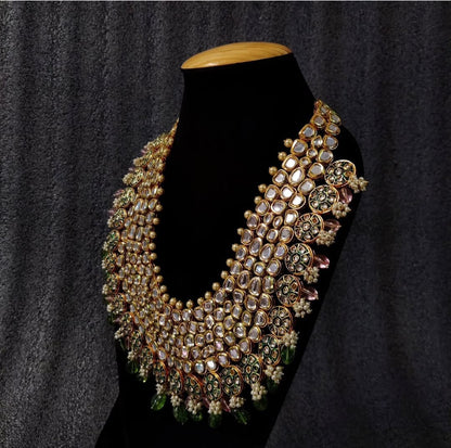 zevar Long necklace Stunning Long Kundan Back Side Meenakari Necklace