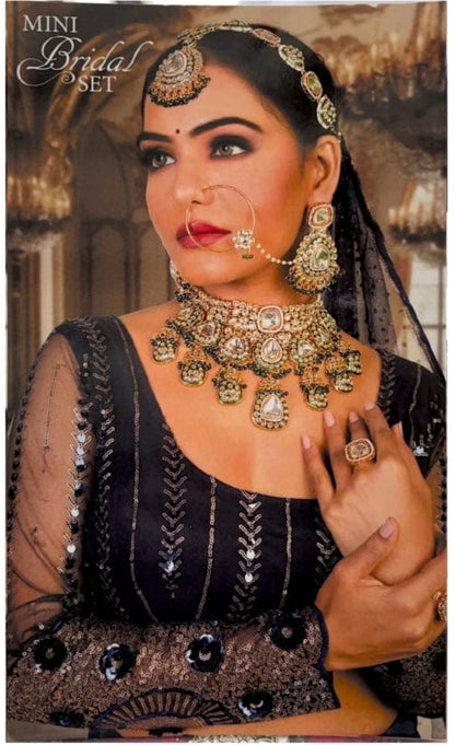 zevar Mini Bridal Set Traditional Indian Green White And Red Semi Bridal  Set