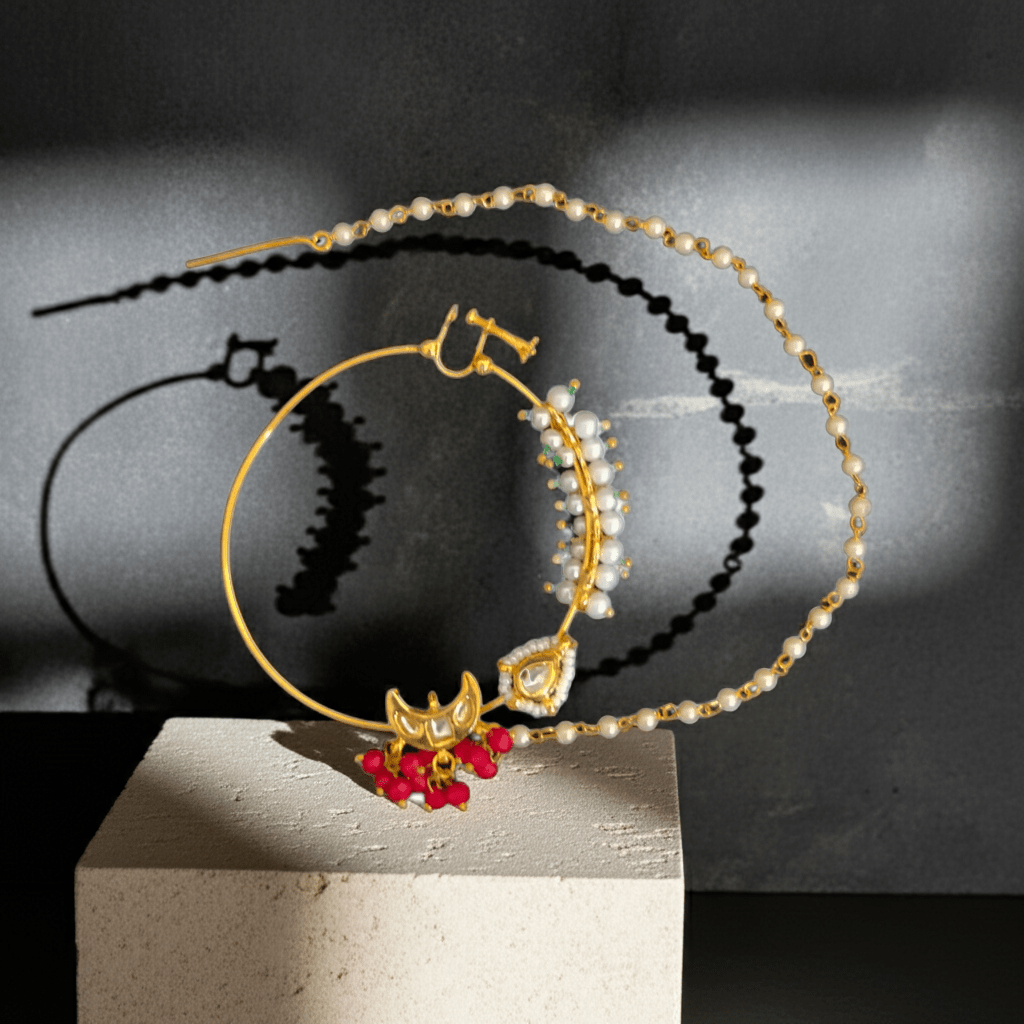 Zevar Nath Beautiful Kundan Polki Nath for Brides