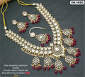 Zevar Necklace Dark Maroon Kundan Meenakari Worked Long Necklace Set