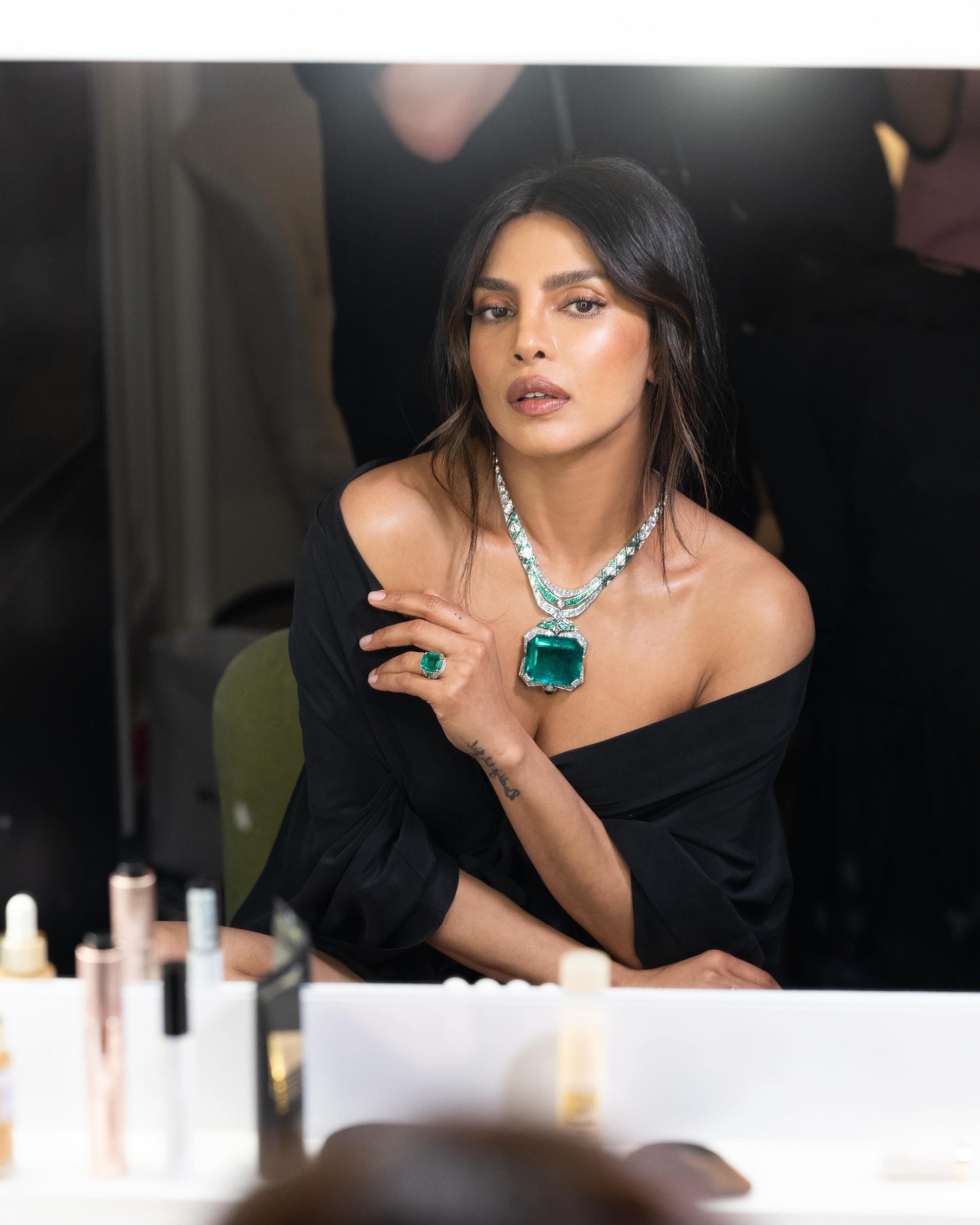 Zevar Necklace Emerald Royalty Statement Necklace Set – Inspired by Priyanka Chopra's Met Gala Look