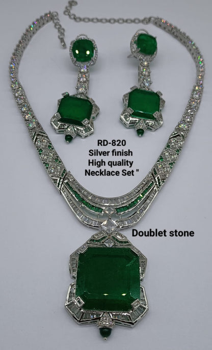 Zevar Necklace Emerald Royalty Statement Necklace Set – Inspired by Priyanka Chopra's Met Gala Look
