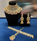 Zevar Necklace Light Pink Kundan Jewelry Collection: Exquisite Copper-Based Pieces in Subtle Elegance