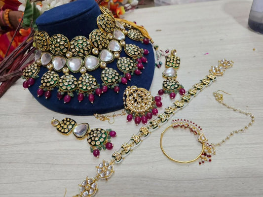 Zevar Necklace Luxurious Kundan Choker Necklace Set for Elegant Glamour