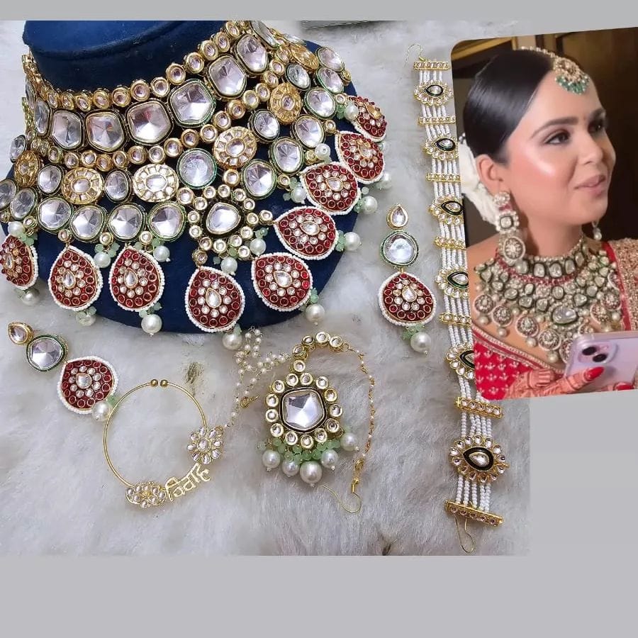 Zevar Necklace Maroon Kundan Choker Necklace Set: A Touch of Timeless Sophistication