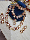 Zevar Necklace Maroon Kundan Long Necklace Semi-Bridal Set