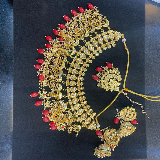 Zevar Necklace Opulent Maroon Kundan Necklace Set