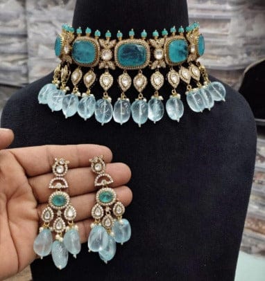 Zevar Necklace Polki Uncut Kundan Choker Necklace - Traditional Indian Jewelry