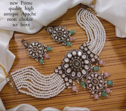 Zevar Necklace Premium Moti Choker Necklace | Exquisite Pearl Jewelry