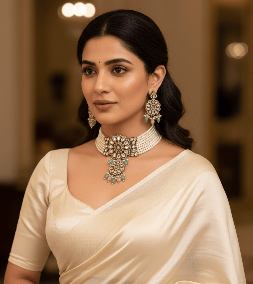 Zevar Necklace Premium Moti Choker Necklace | Exquisite Pearl Jewelry