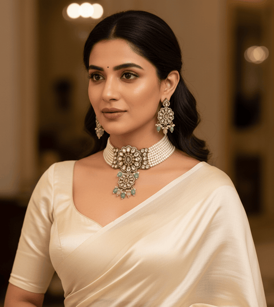 Zevar Necklace Premium Moti Choker Necklace | Exquisite Pearl Jewelry