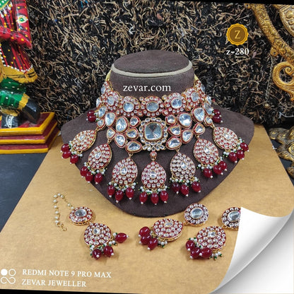 Zevar Necklace Ruby Radiance Choker Set by Zevar Jewellery