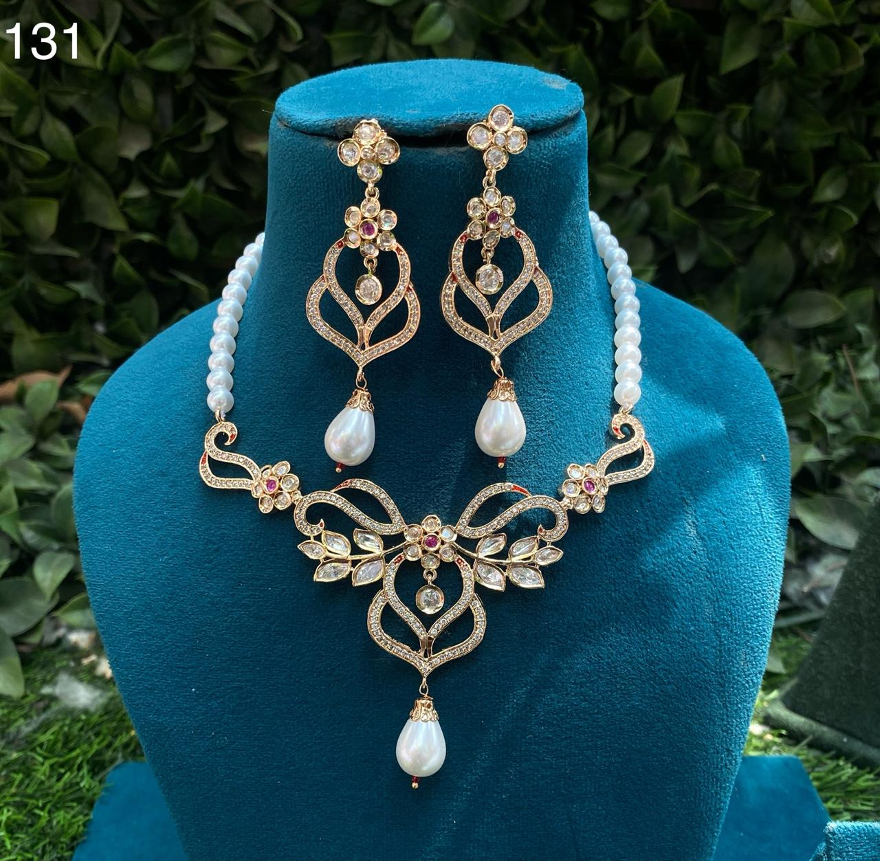 Zevar Necklace Set Maroon Stones Premium AD Choker Necklace Set | Unique Designer Jewelry