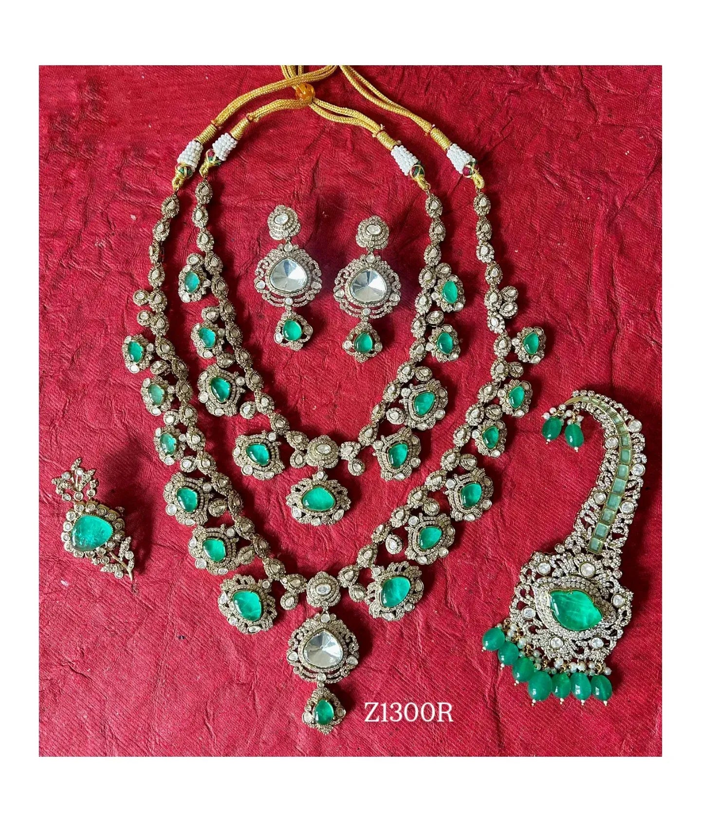 Zevar Necklace Set Mint Green Ishan Khattar & Amrapali Jewels Inspired Ivory Luxe Bridal Necklace Set
