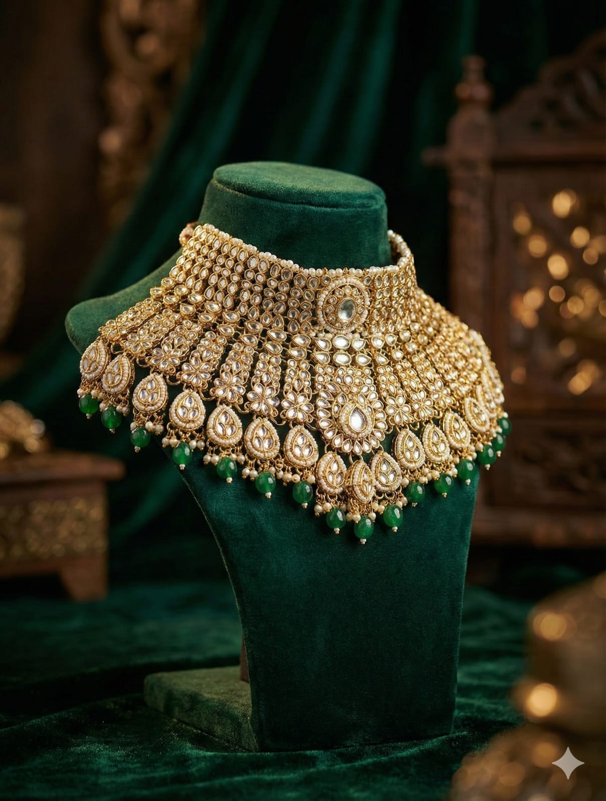 Zevar Necklace Set Regal Kundan Choker Necklace Set - Bridal & Antique Jewellery