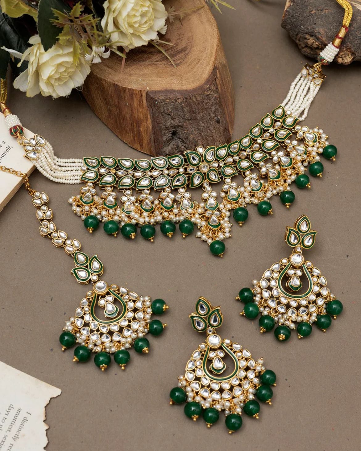 Zevar Necklace Sets Designer Pearl Choker Necklace Set | Elegant Wedding Jewelry