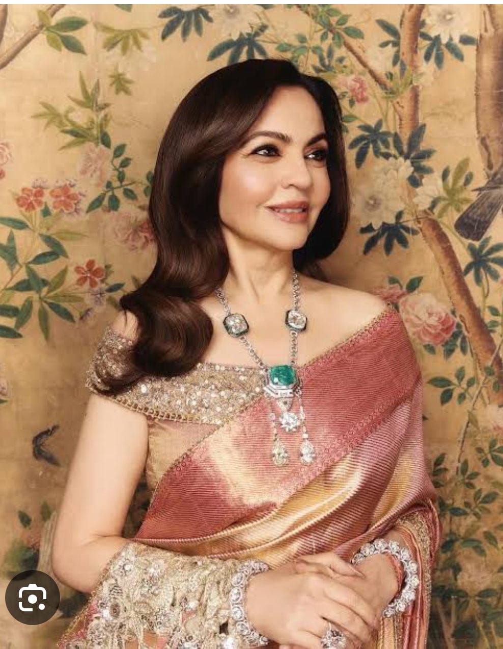 Zevar Necklace Sets Neeta Ambani Inspired Emerald Green Diamond-Style Statement Necklace Set (Necklace + Earrings)