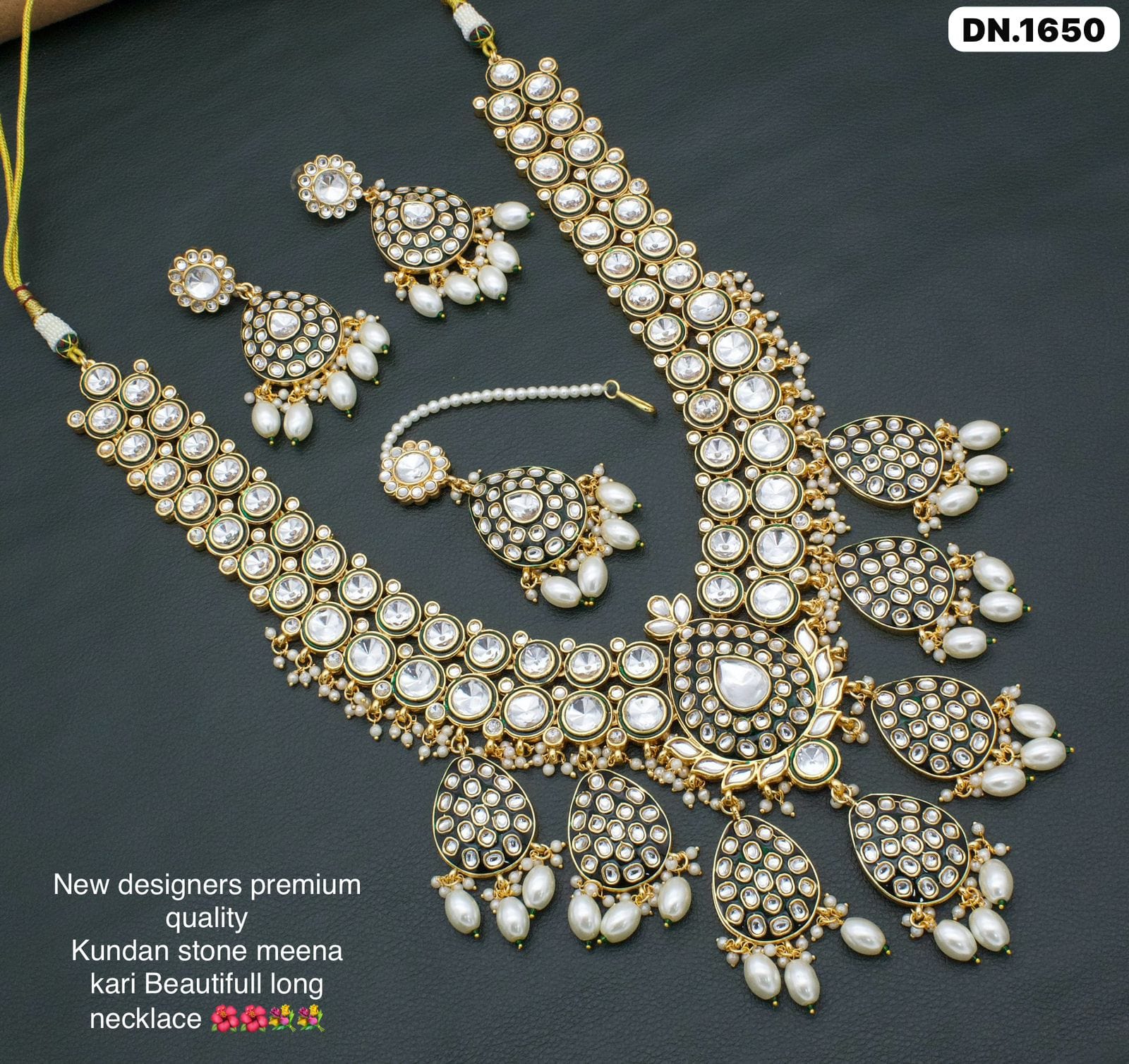 Zevar Necklace White Kundan Meenakari Worked Long Necklace Set