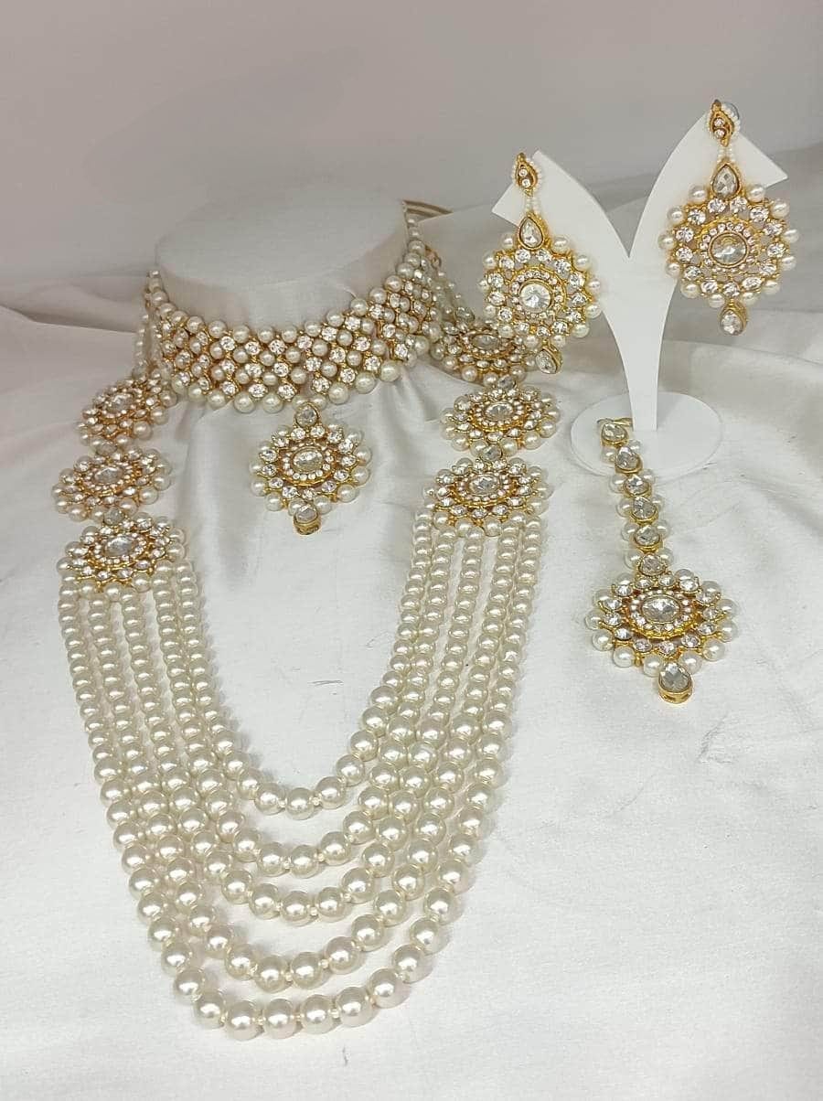 Zevar Necklace White ZEVAR I Beautiful Pearl Beaded Jewellery Set
