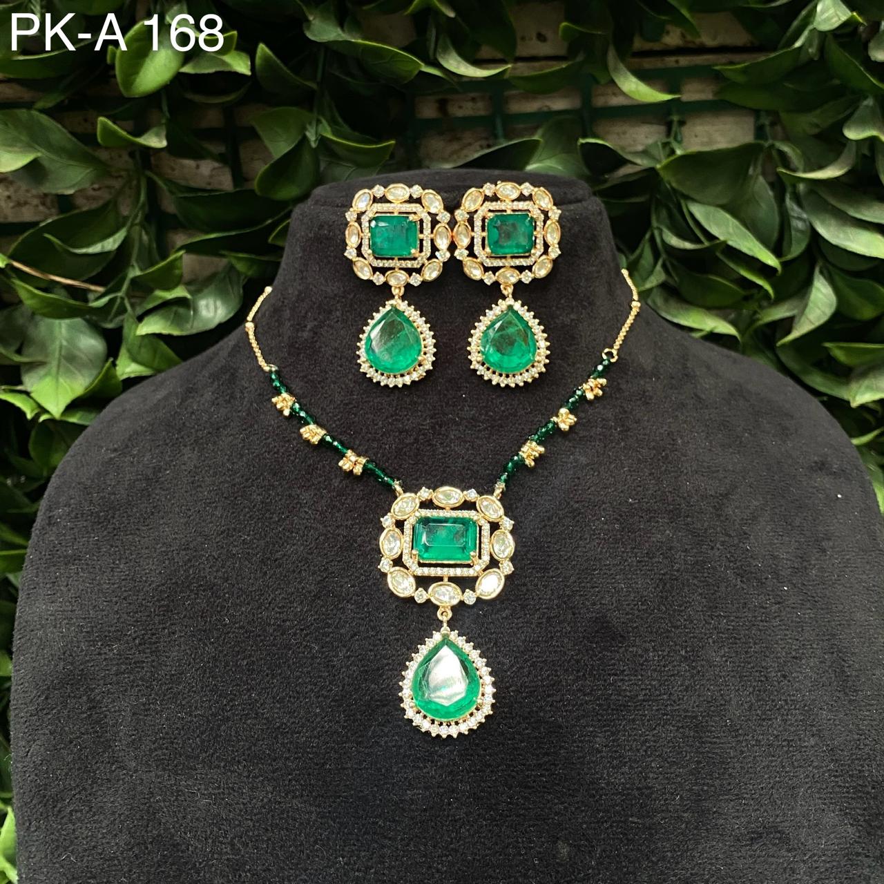 Zevar Necklaces Mint Green Pink and Green Stones - Necklace and Earrings