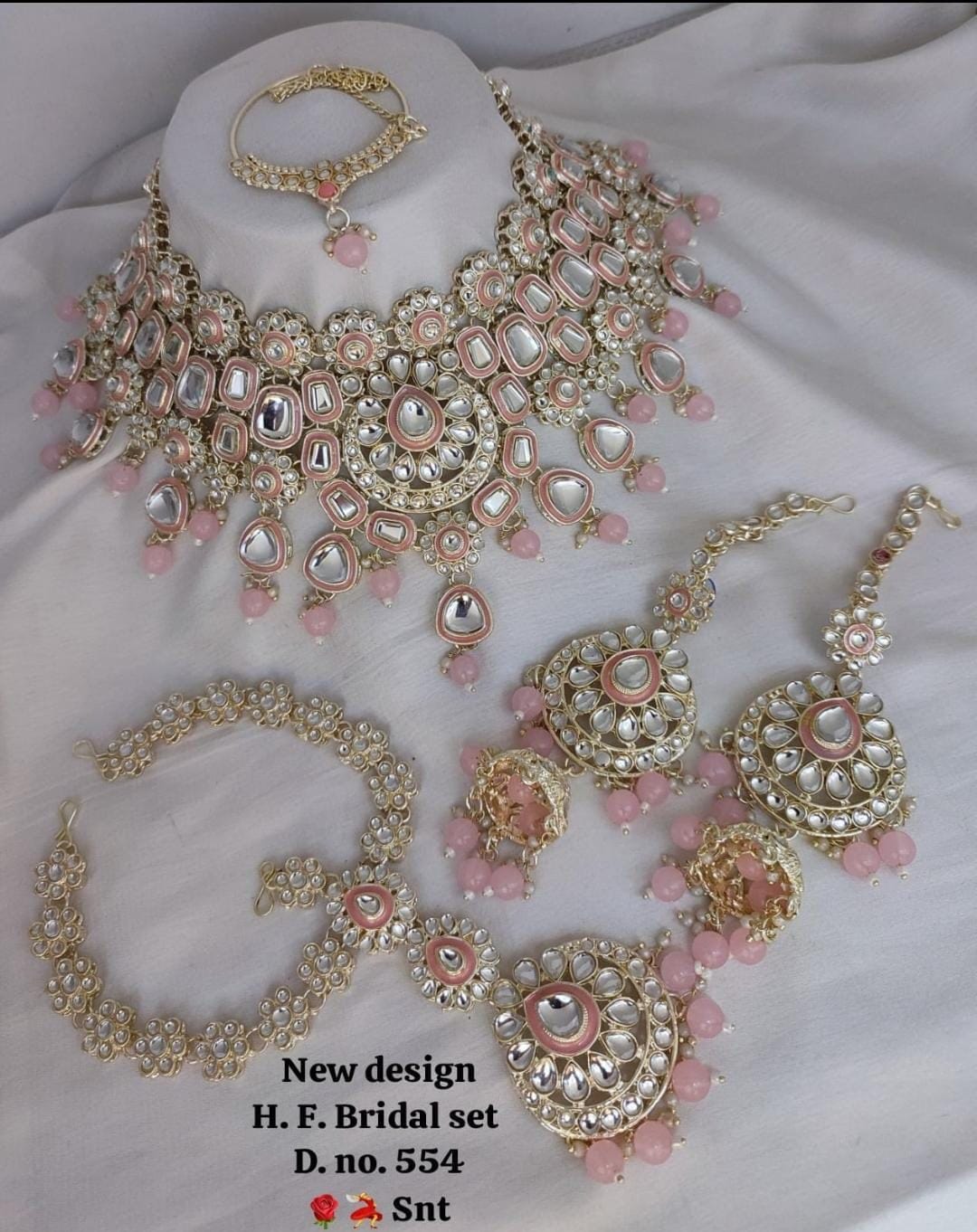 Zevar Necklaces Pink Kundan Semi Bridal Jewellery Set – Traditional Indian Jewelry Online