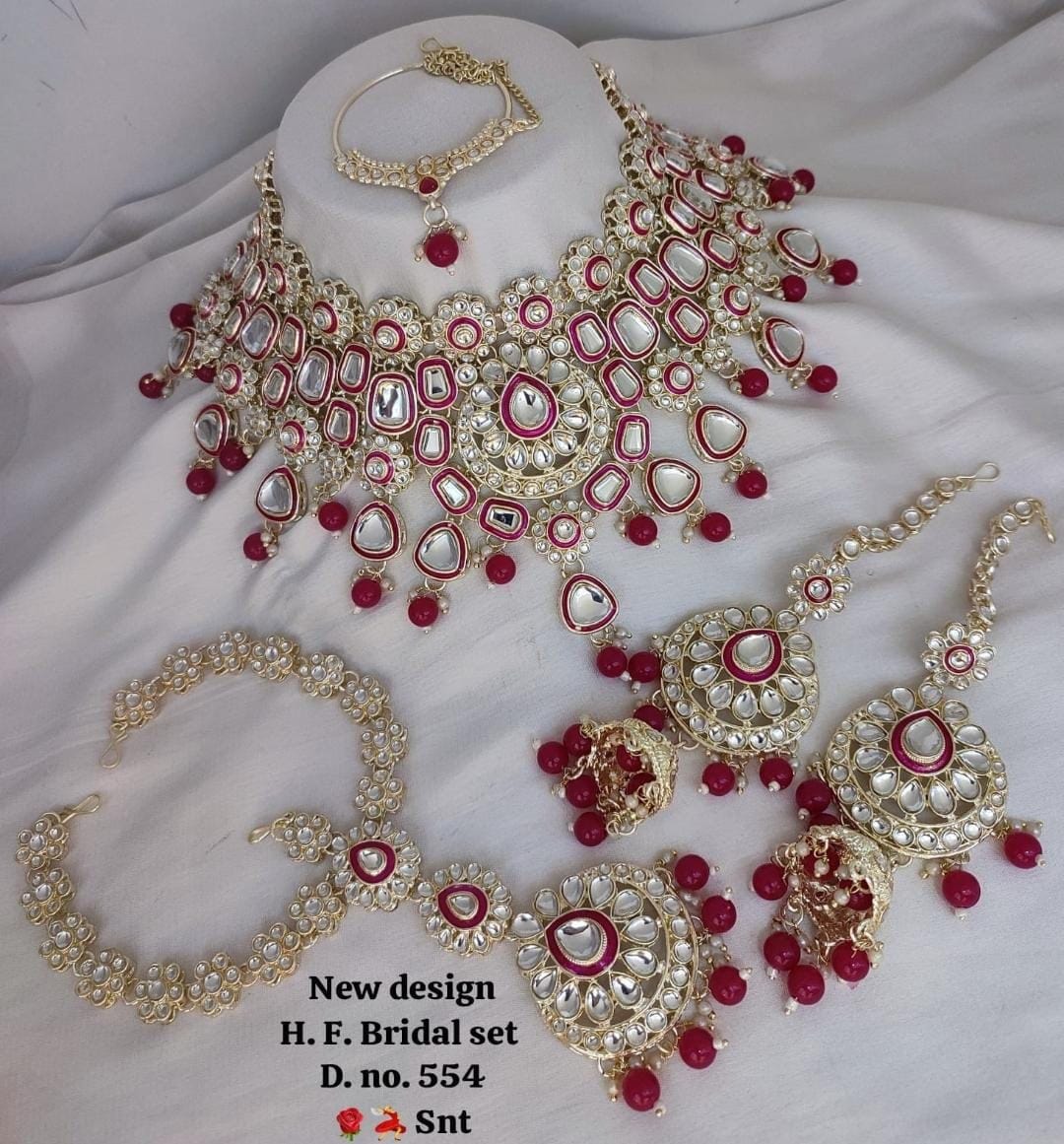 Zevar Necklaces Red Kundan Semi Bridal Jewellery Set – Traditional Indian Jewelry Online