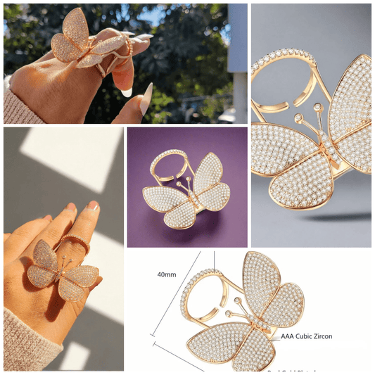 Zevar Ring Elegant Butterfly Ring with AD Zevar Fashion Jewelry