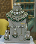 Zevar Royal Kundan & Emerald Green Bridal Jewelry Set with Choker, Long Necklace, Earrings & Maang Tikka