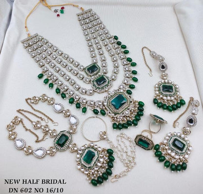 Zevar Semi Bridal Jewellery White Kundan Half Bridal Necklace Set with Pearls | Designer Wedding Jewellery Set for Women