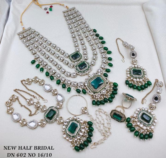 Zevar Semi Bridal Jewellery White Kundan Half Bridal Necklace Set with Pearls | Designer Wedding Jewellery Set for Women