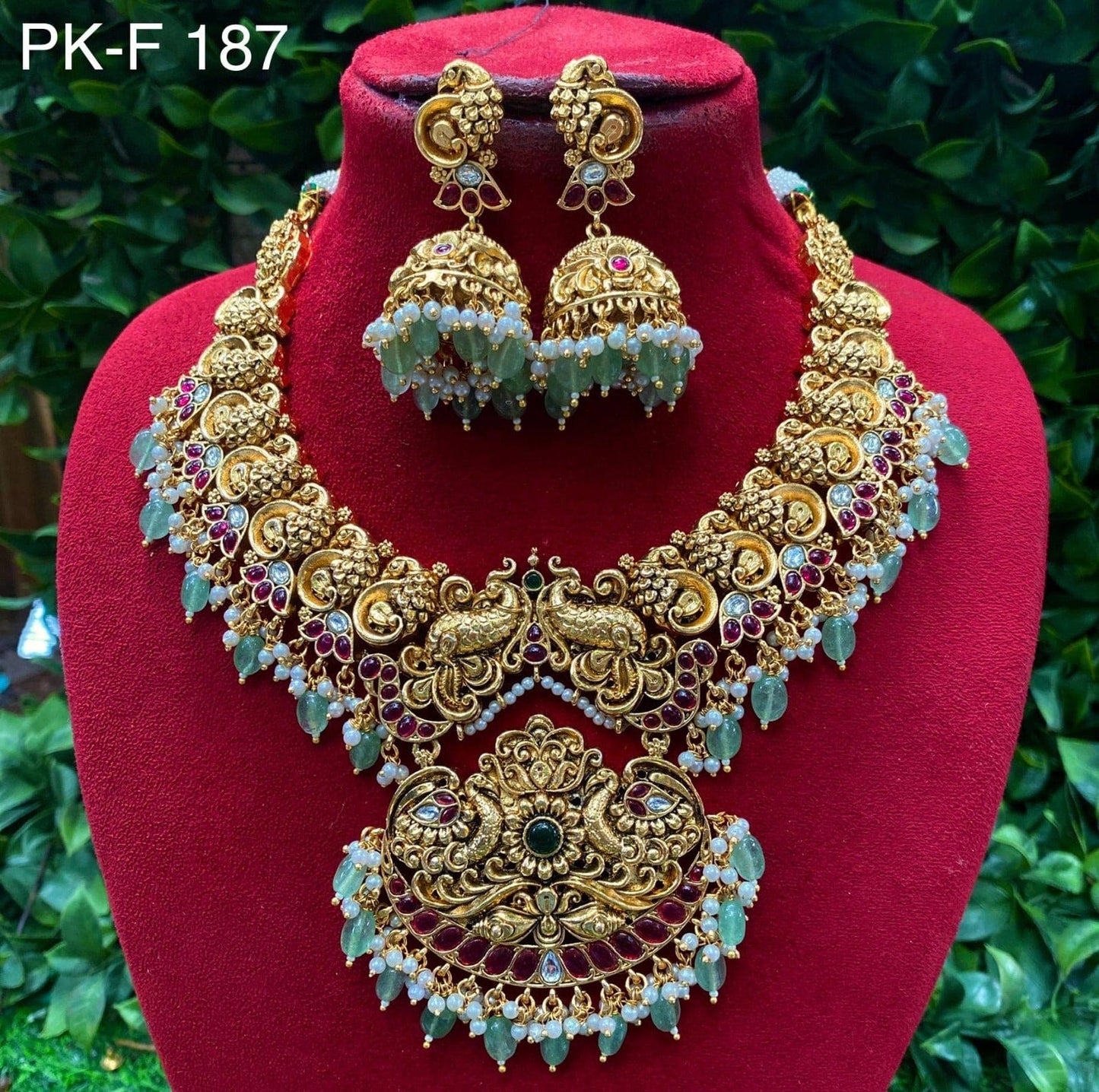 Zevar Temple Jewellery Necklace Premium Stone Studded Temple Necklace | Traditional Indian Jewellery