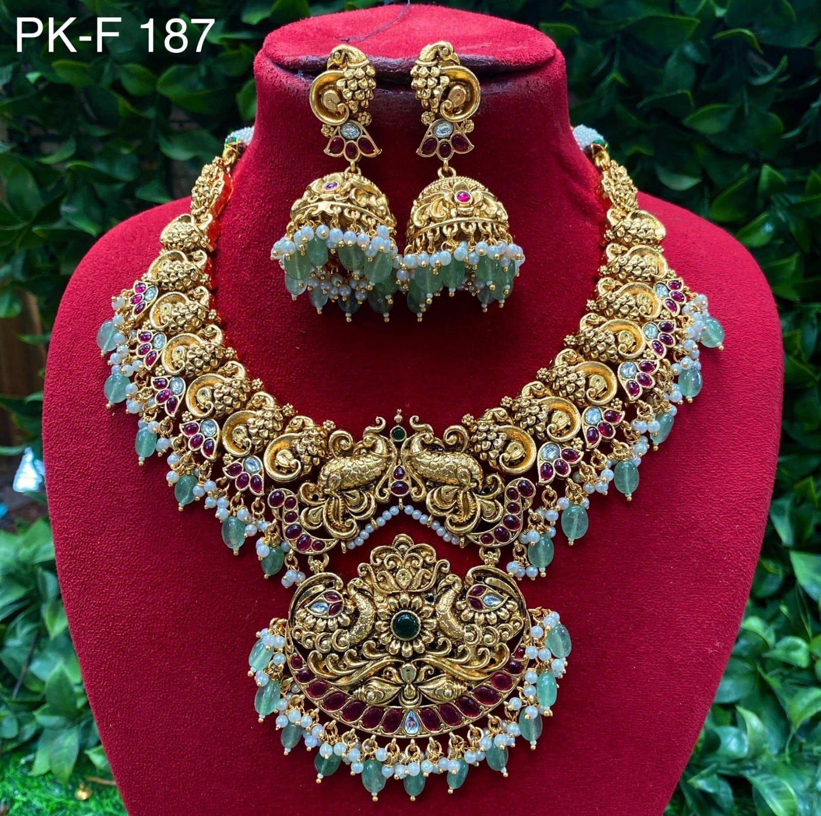 Zevar Temple Jewellery Necklace Premium Stone Studded Temple Necklace | Traditional Indian Jewellery