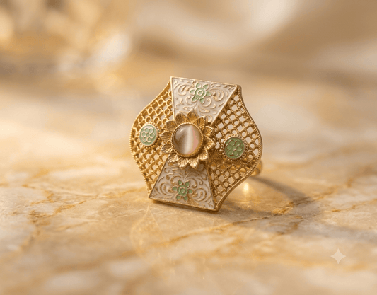 Zevar Vintage Filigree Enamel Cocktail Ring