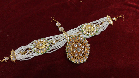 Zevar ZEVAR | Traditional Kundan Pearl Beaded Handcrafted Matha Patti