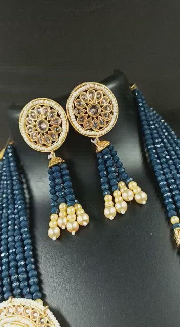 ZEVAR I Traditional Pearl Beaded Long Necklace Set