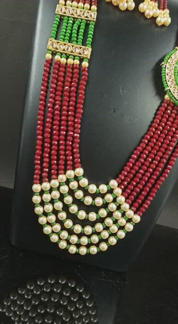 ZEVAR I Traditional Pearl Beaded Long Necklace Set