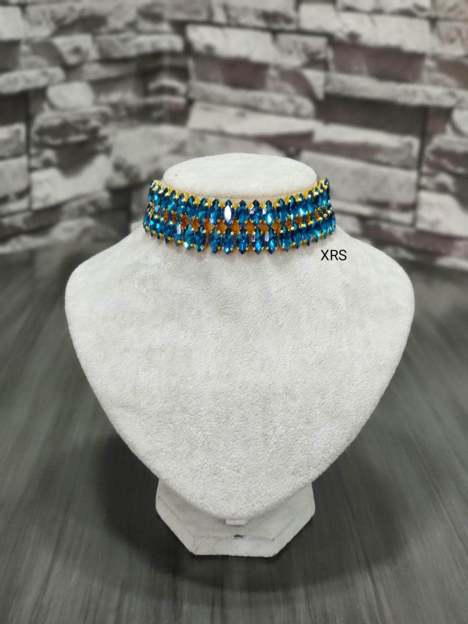 Nakhreli Necklace blue Beautiful Gold Plated Western Choker Necklace By Zevar