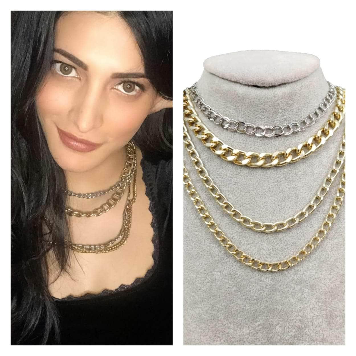 Nakhreli Necklace DESING01 Shruti Hassan Layered Chain Combo By Zevar