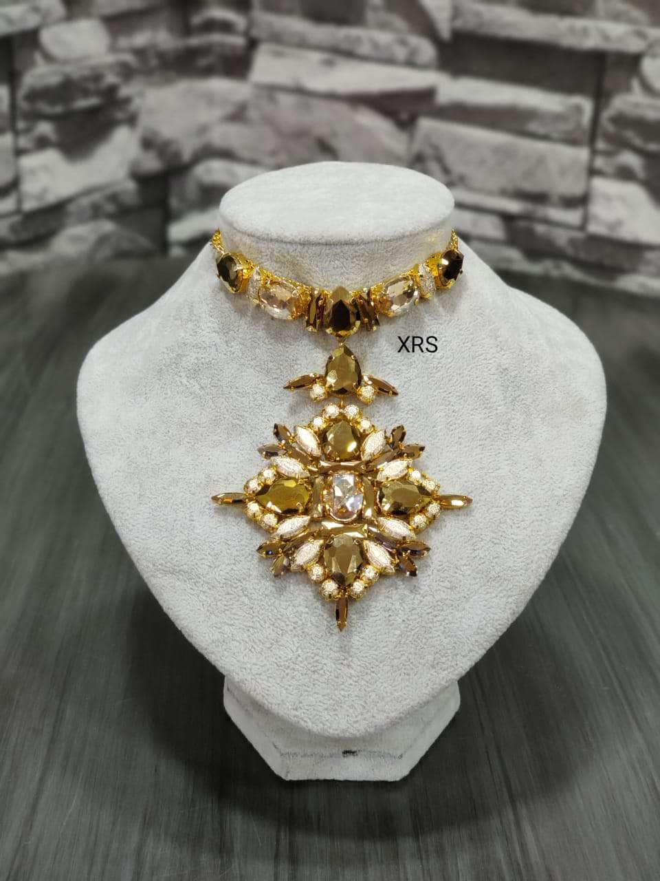 Nakhreli Necklace gold Western Heavy Stone Choker Necklace By Zevar