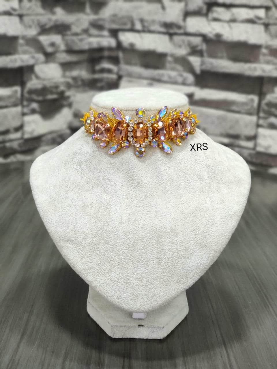 Nakhreli Necklace light-orange Beautiful Gold Plated Western Choker Necklace By Zevar