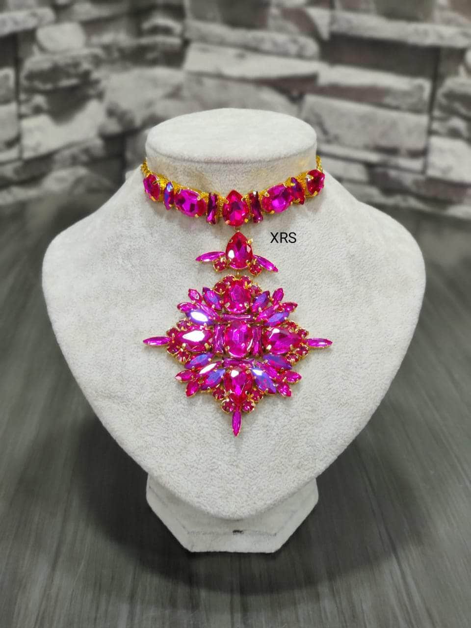 Nakhreli Necklace pink Western Heavy Stone Choker Necklace By Zevar