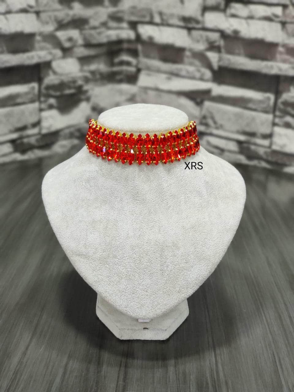 Nakhreli Necklace red Beautiful Gold Plated Western Choker Necklace By Zevar