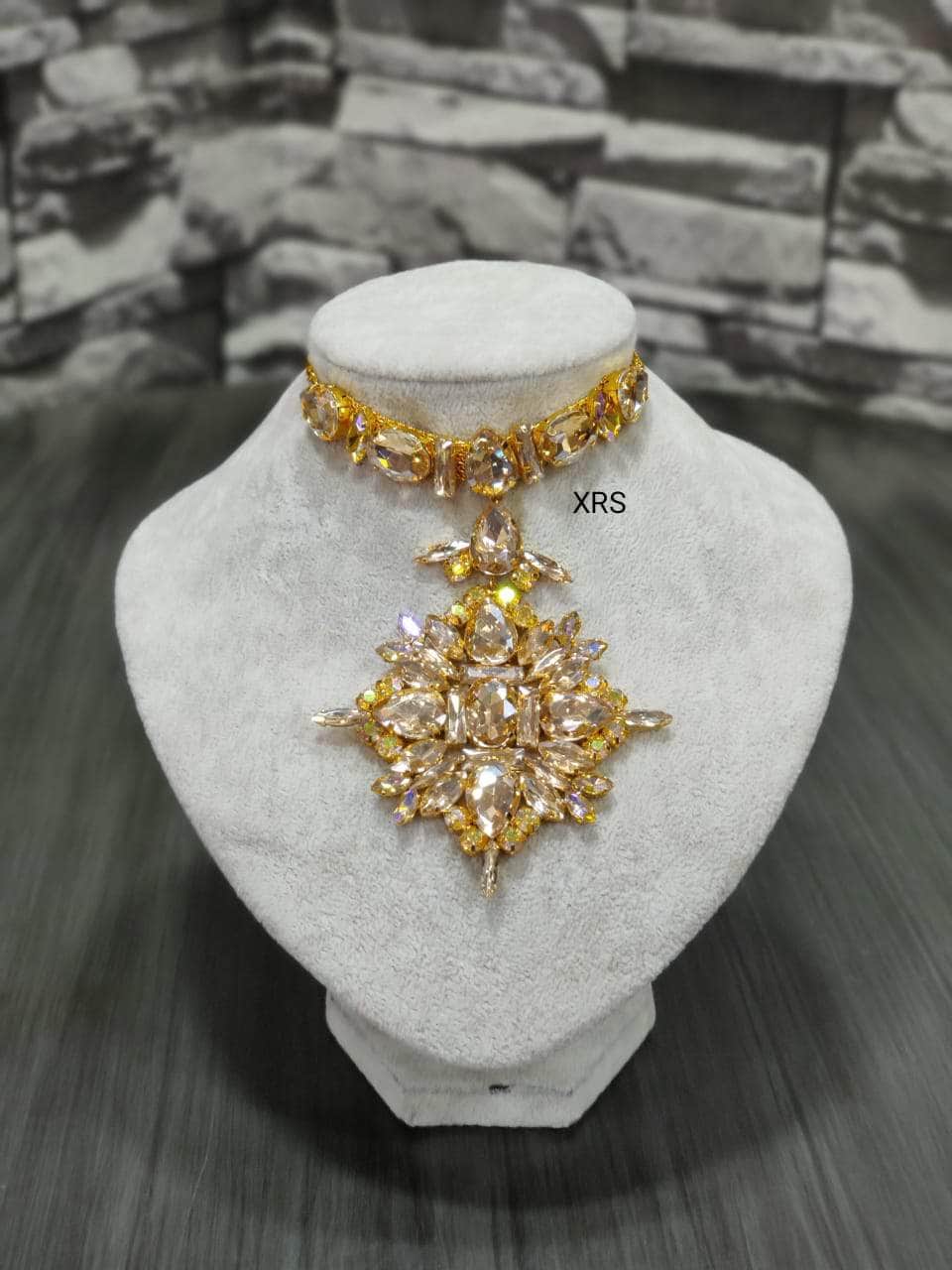 Nakhreli Necklace yellow Western Heavy Stone Choker Necklace By Zevar