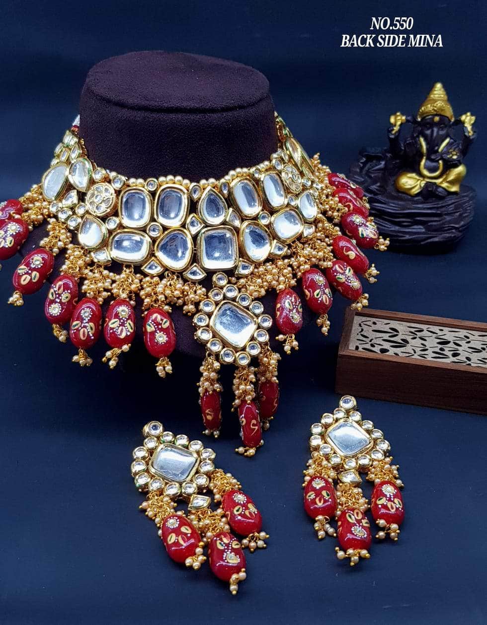 rsb choker necklace Red Meenakari Kundan Necklace Set By Zevar