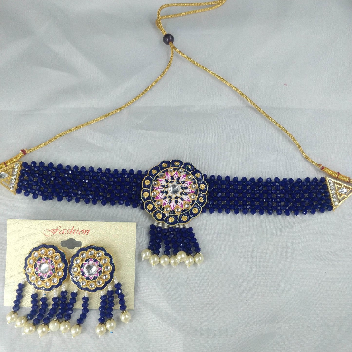 Pearls Choker Necklace & Earring Set - Zevar