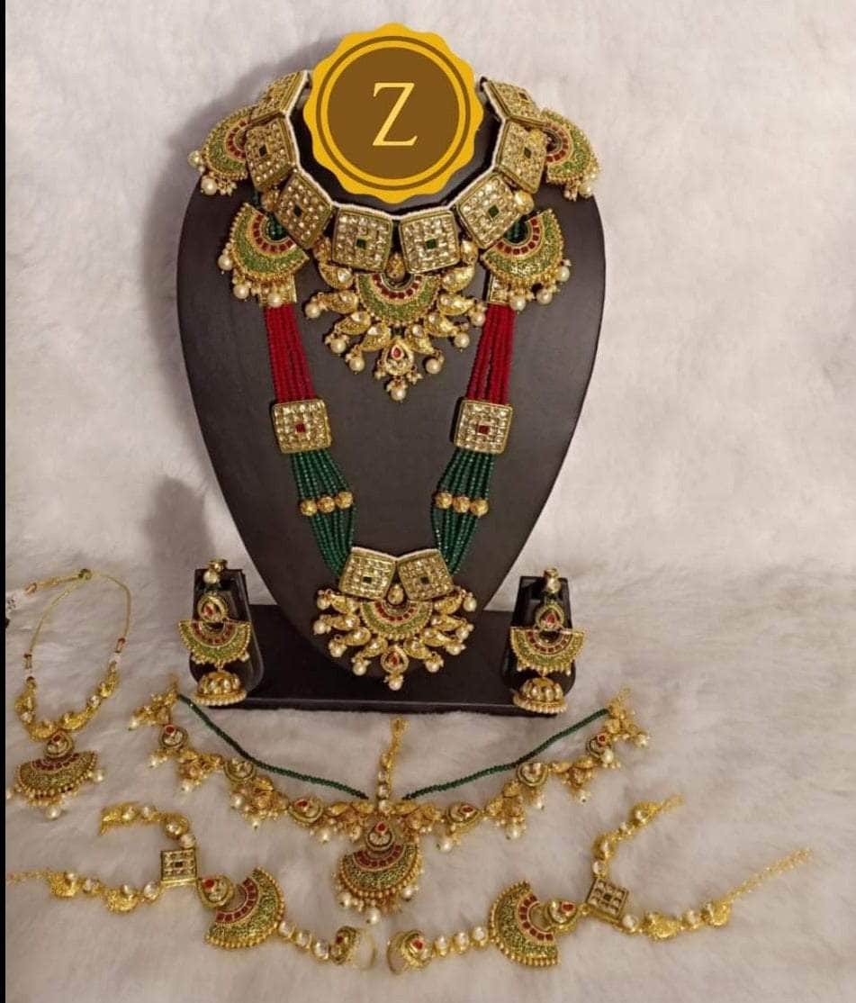 Zevar Bridal necklace Bridal Jewellery Set Gold By Zevar
