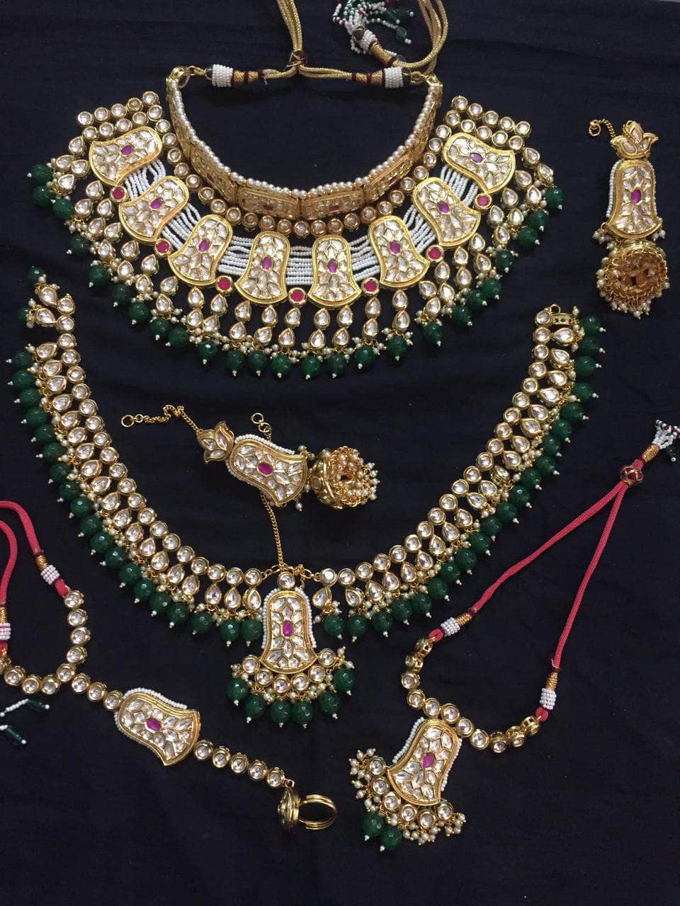 Zevar Bridal necklace Gold Plated Green Pearl Choker Necklace By Zevar