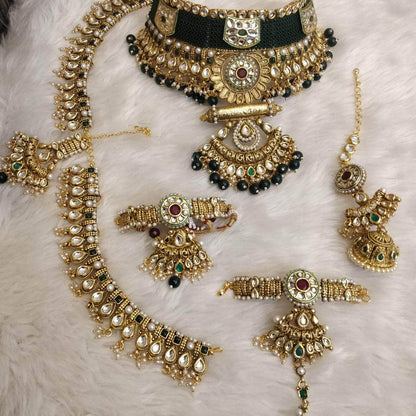 Zevar Bridal necklace Green Bridal Jewellery Set By Zevar