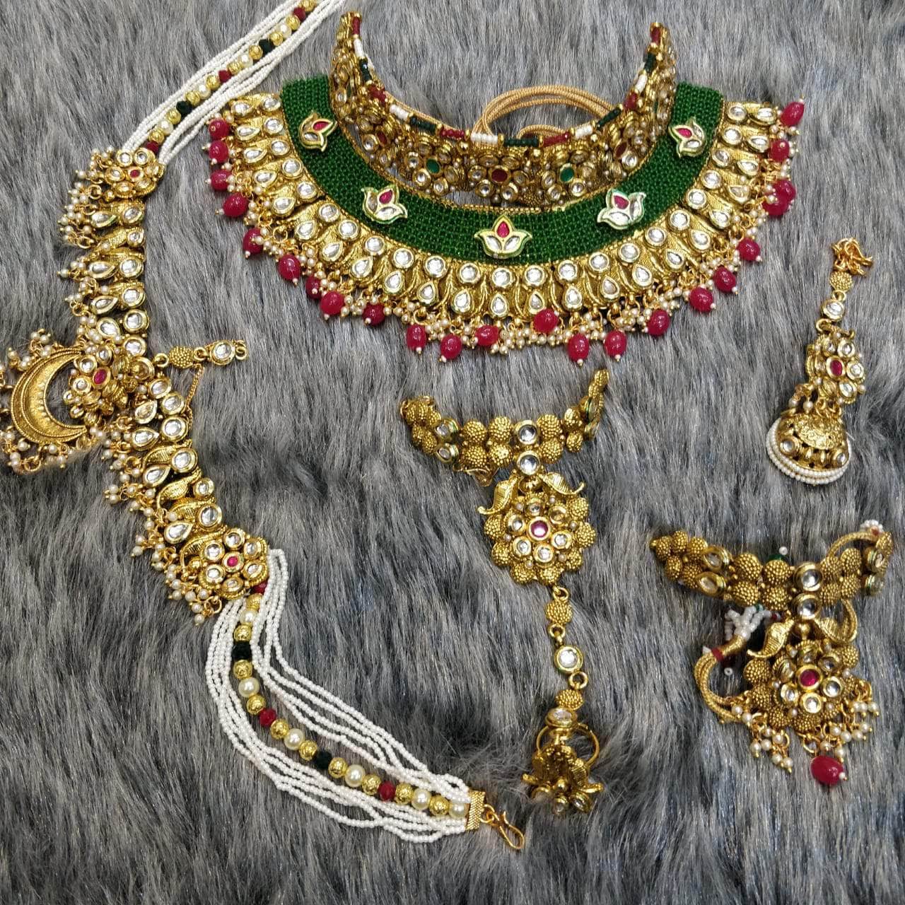 Zevar Bridal necklace Green Bridal Jewellery Set By Zevar