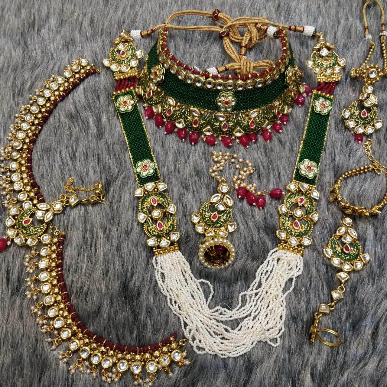 Zevar Bridal necklace Green Bridal Jewellery Set By Zevar